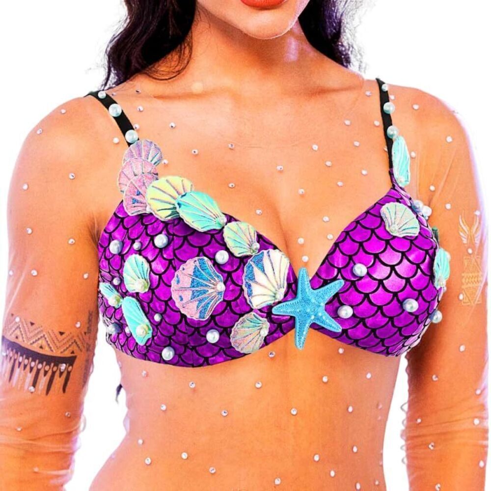 9558 Seashell Bikini Bra Purple Starfish Mermaid Costumes Chest Tops Summer